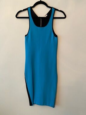 Neon Blue and Black Bodycon Dress